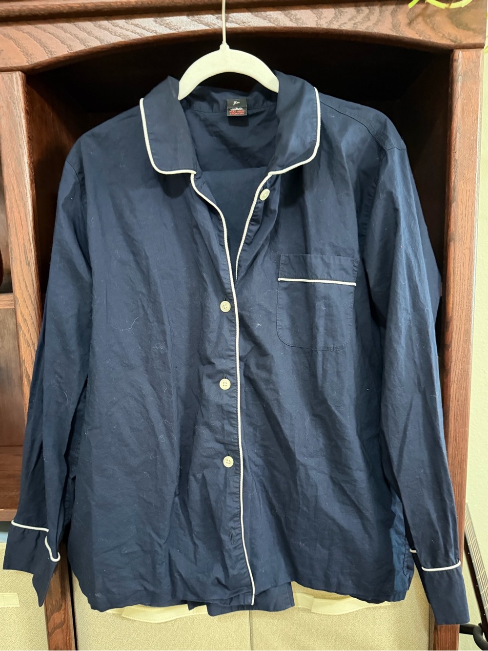 Men's J. Crew Navy Blue Button-Up Pajama Set - L